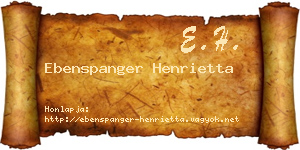 Ebenspanger Henrietta névjegykártya